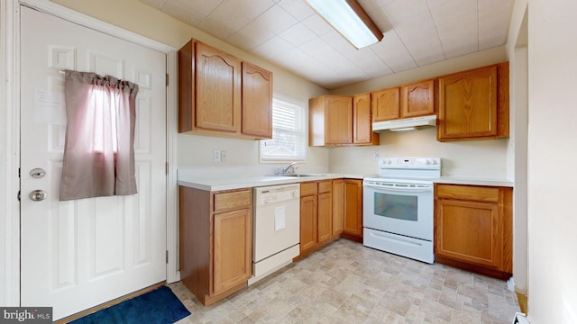 kitchen with white appliances and sink