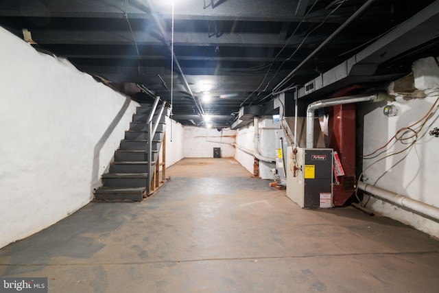 basement with heating unit