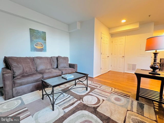 living room with hardwood / wood-style flooring