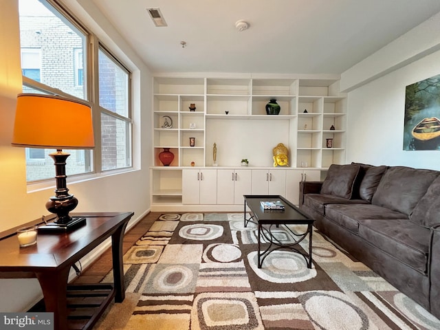 living room featuring hardwood / wood-style floors and a wealth of natural light