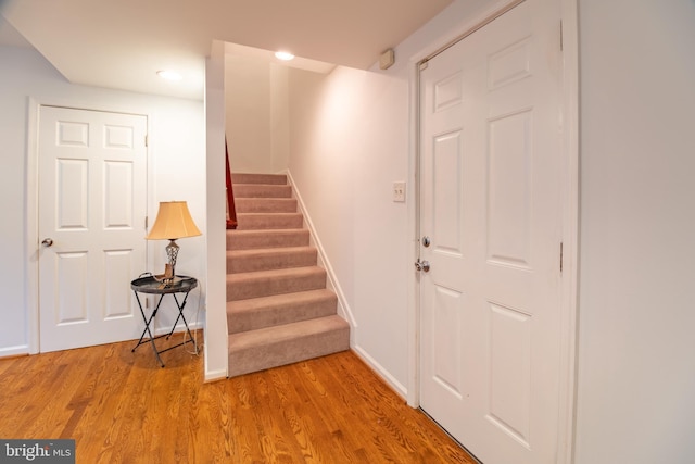 entryway with light hardwood / wood-style flooring