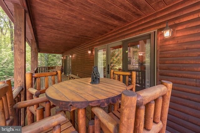 wooden terrace with covered porch