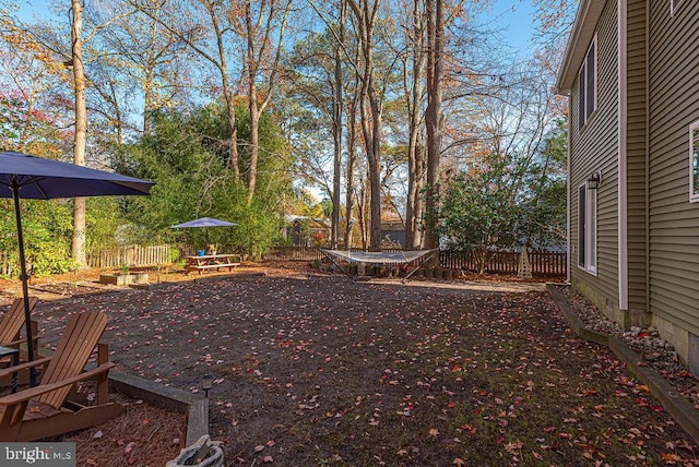 view of yard with a trampoline