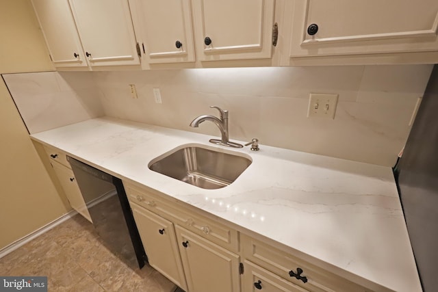 kitchen featuring backsplash, dishwasher, and sink