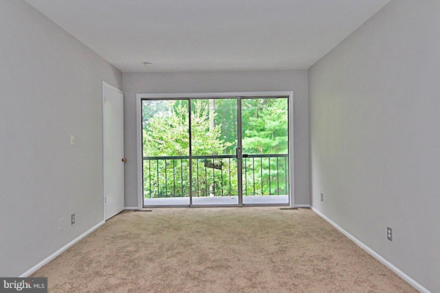 unfurnished room with light carpet