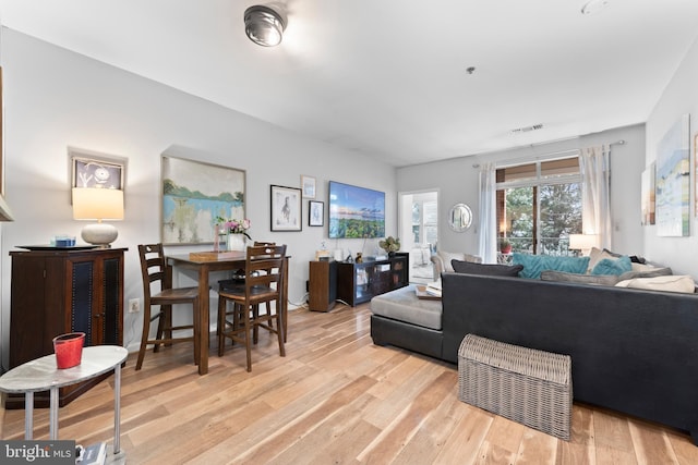 living room with light wood-type flooring