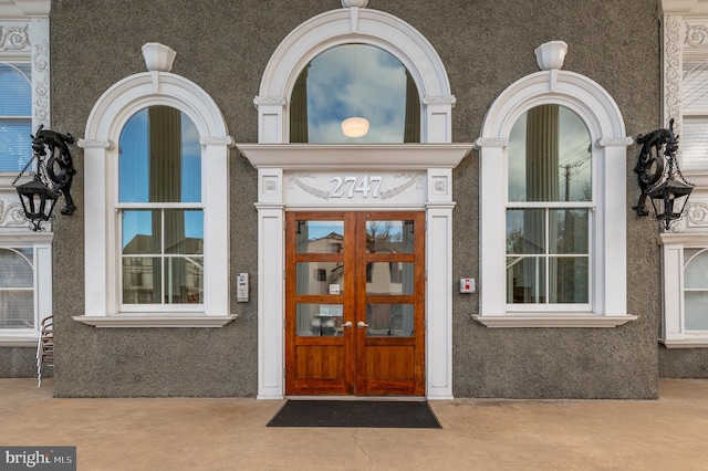 property entrance with french doors