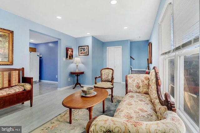 2396 Elvans Rd SE, Washington, DC 20020 - sitting room featuring recessed lighting, baseboards, and stairway