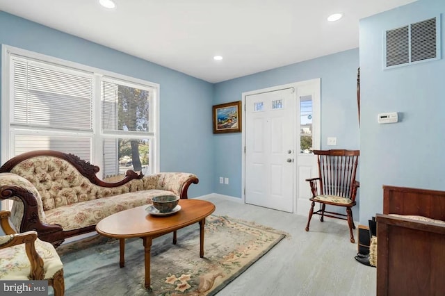 living room featuring light hardwood / wood-style floors