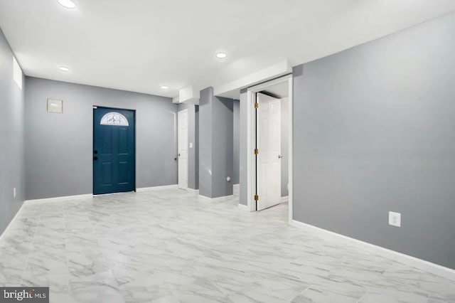 2396 Elvans Rd SE, Washington, DC 20020 - foyer featuring light marble finish floors, recessed lighting, and baseboards