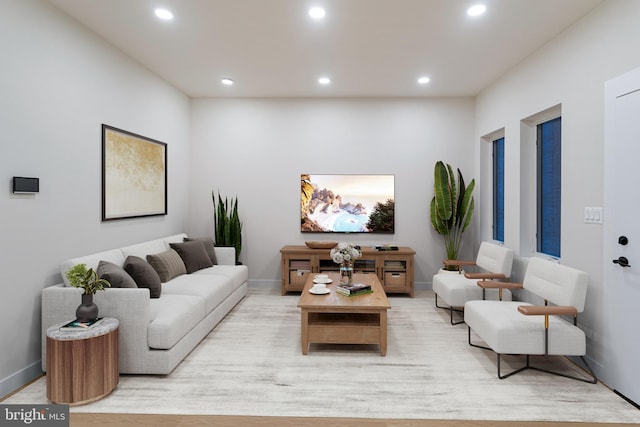 living room featuring light hardwood / wood-style flooring