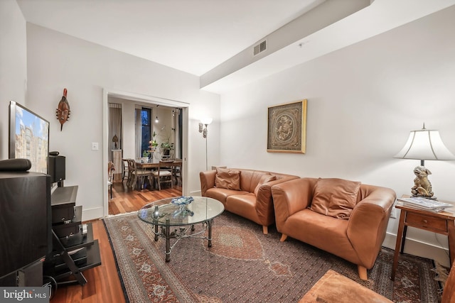 living room featuring wood-type flooring