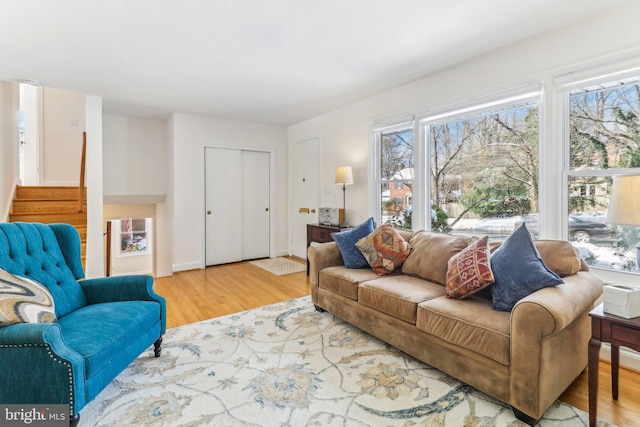 living room featuring light hardwood / wood-style flooring