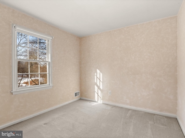 spare room with a wealth of natural light and light colored carpet