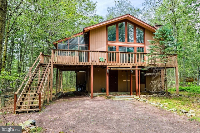 view of front of property with a deck