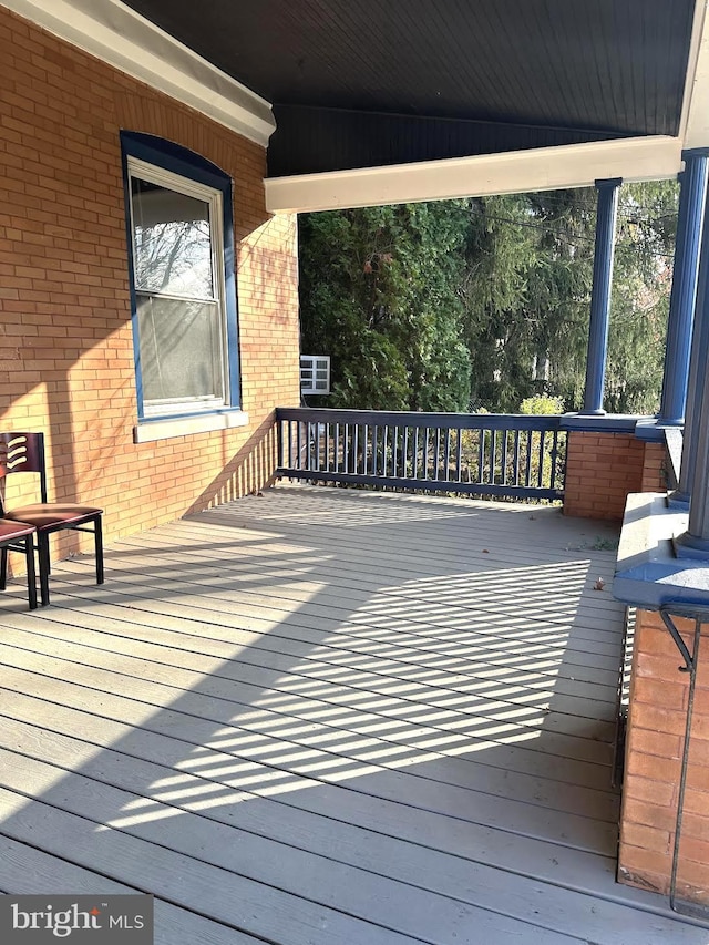 deck featuring a porch