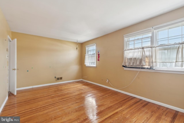 spare room featuring light wood-type flooring and a wealth of natural light