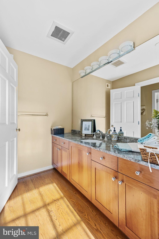 bathroom with sink and hardwood / wood-style floors