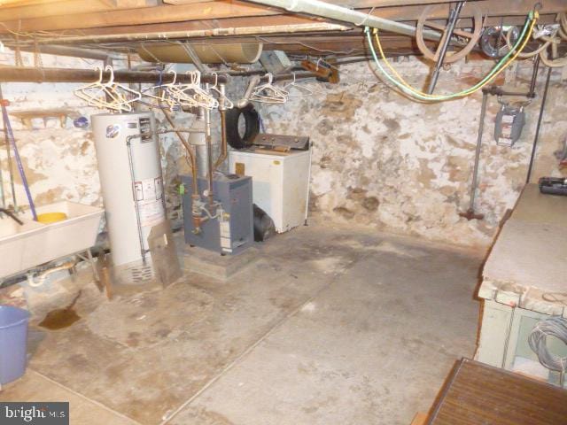 basement with gas water heater