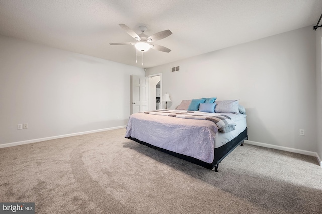 bedroom with carpet flooring and ceiling fan