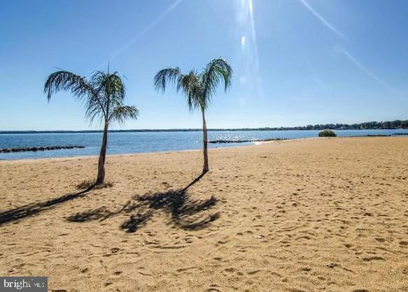 view of water feature featuring a beach view