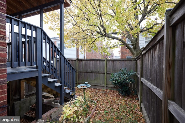 view of yard with a deck