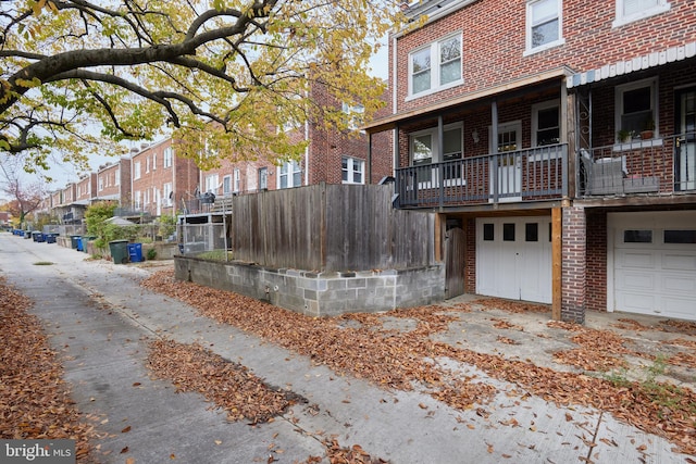 exterior space with a garage