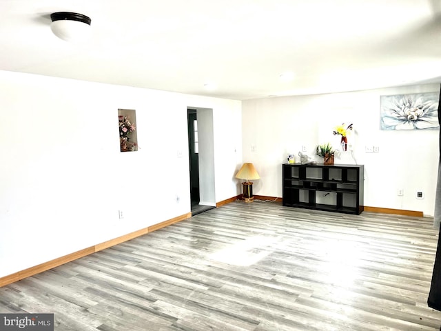 interior space with light hardwood / wood-style flooring