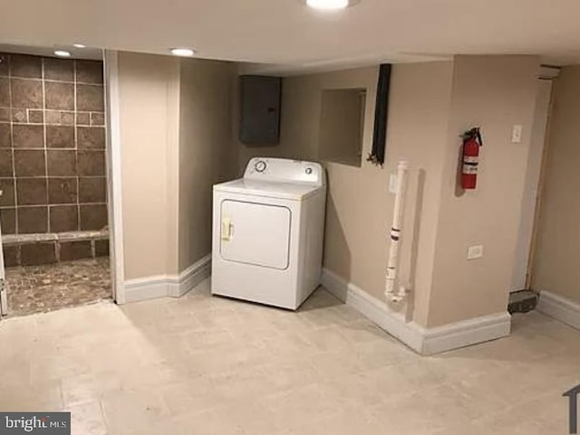 washroom with washer / clothes dryer and electric panel