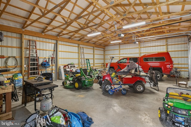 garage with a garage door opener