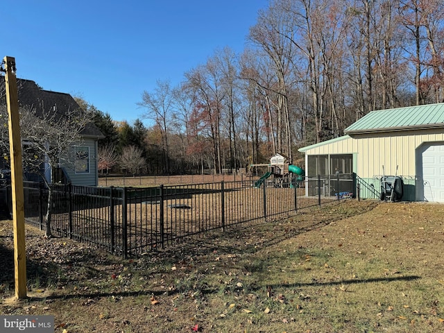 view of yard with a playground