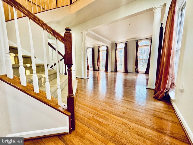 interior space with hardwood / wood-style flooring