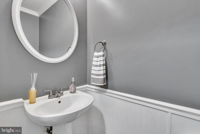 bathroom featuring crown molding and sink