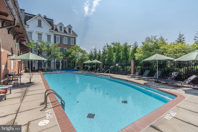 view of pool featuring a patio area