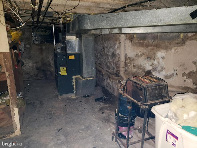 basement with heating unit