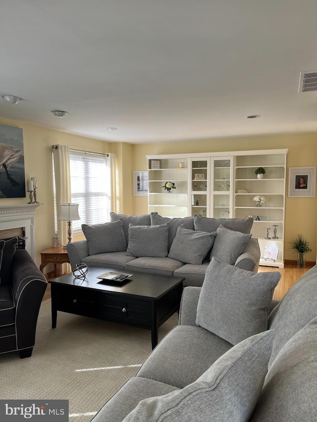 living room with light wood-type flooring