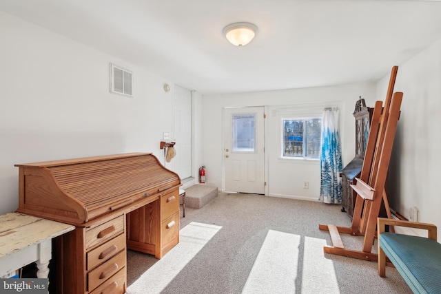 interior space with light colored carpet