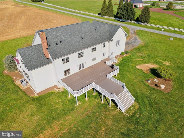 aerial view featuring a rural view
