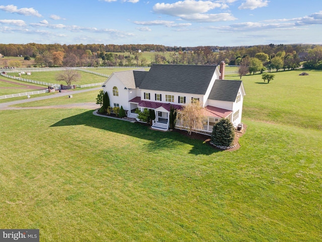 drone / aerial view featuring a rural view