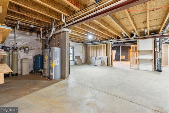 basement featuring water heater