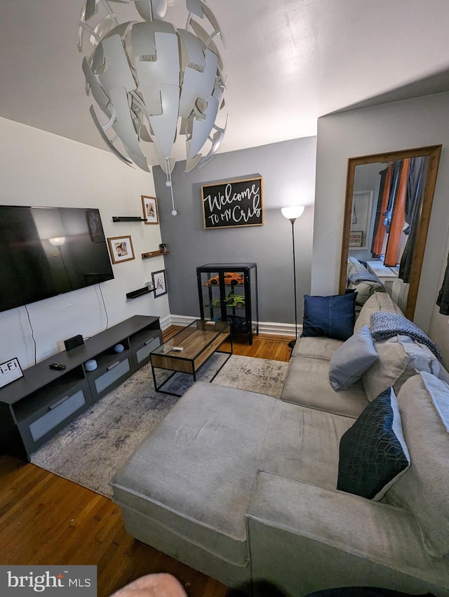 living room with wood-type flooring