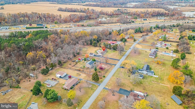 bird's eye view with a rural view