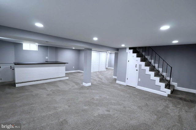 basement featuring carpet floors