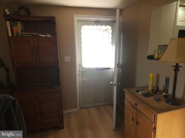 doorway featuring light hardwood / wood-style floors