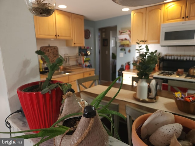 kitchen featuring light brown cabinetry