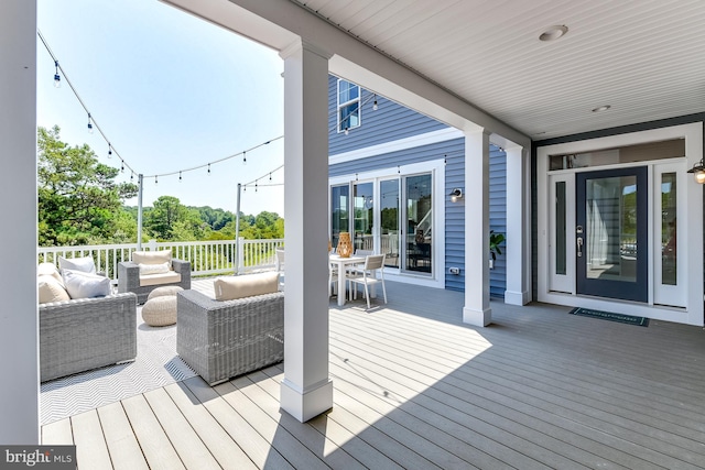 30461 Blue Beech Ln, Frankford, DE 19945 - deck with an outdoor living space and outdoor dining area
