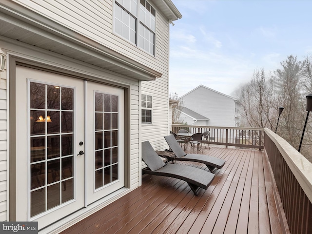 wooden deck with french doors