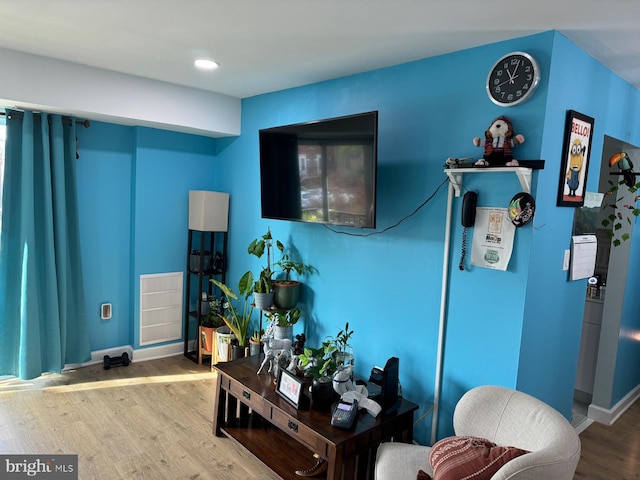 living room with hardwood / wood-style flooring