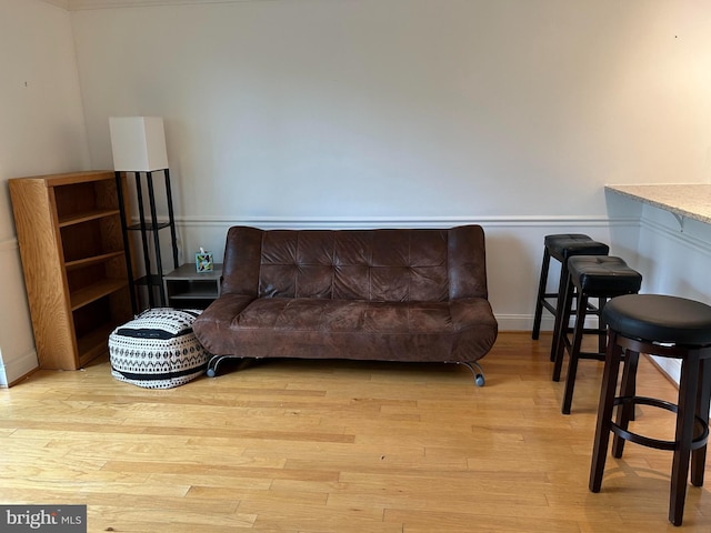 sitting room with light hardwood / wood-style floors