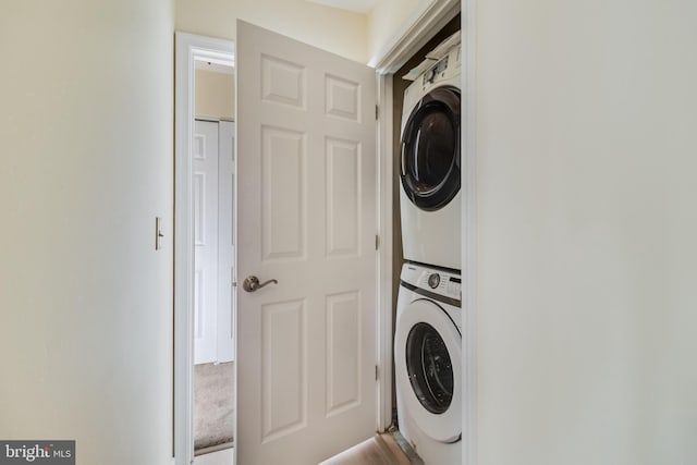 45512 Westmeath Unit B21, Great Mills, MD 20634 - laundry area featuring stacked washer and clothes dryer